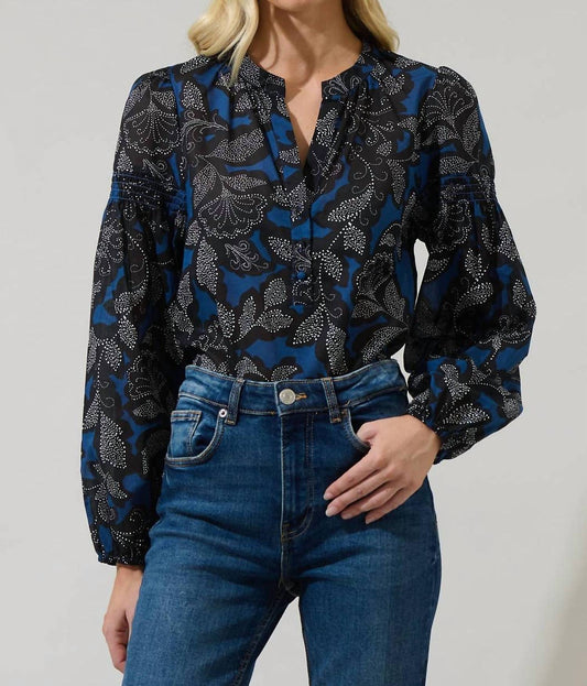 Sugarlips - Aurina Floral Jamille Split Neck Poplin Top
