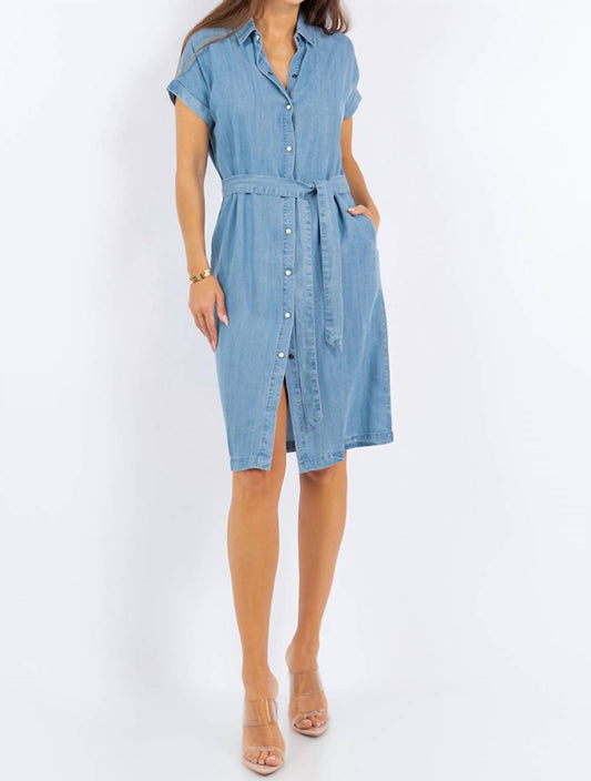 Paparazzi - Tencel Denim Short Sleeve Shirt Dress With Belt