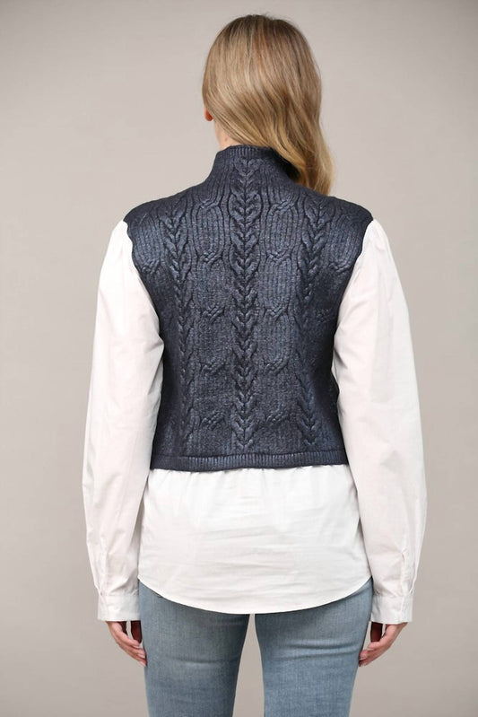 Fate - Foil Cable Knit Twofer Sweater