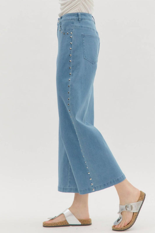 Entro - Stud Embellished High Waisted Pants