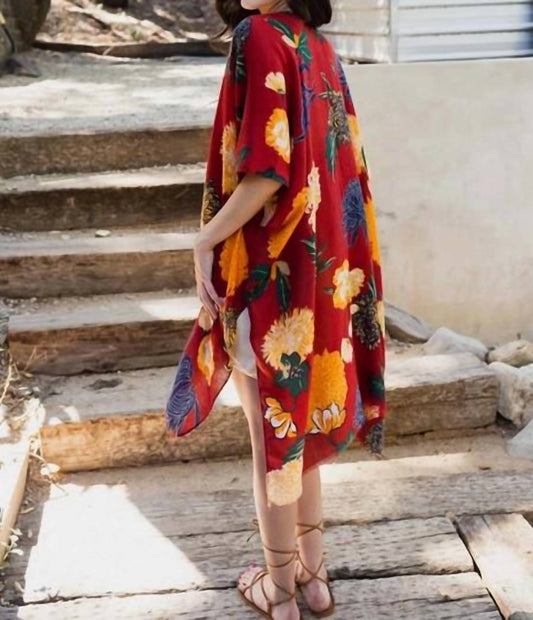 Leto - Floral Motif Boho Festival Cover Up Kimono