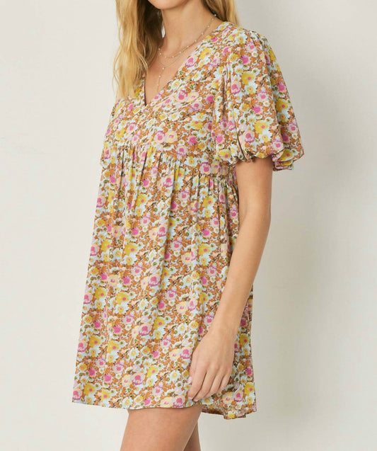Entro - Floral Puff Sleeve Dress