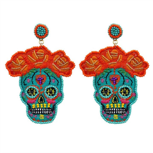 Fashion City - Beaded Sugar Skull Earrings