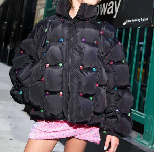 Lola + The Boys - Rainbow Gem Quilted Puffer Jacket
