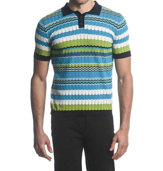 Postmarc - Chevron Strip Knit Polo Shirt