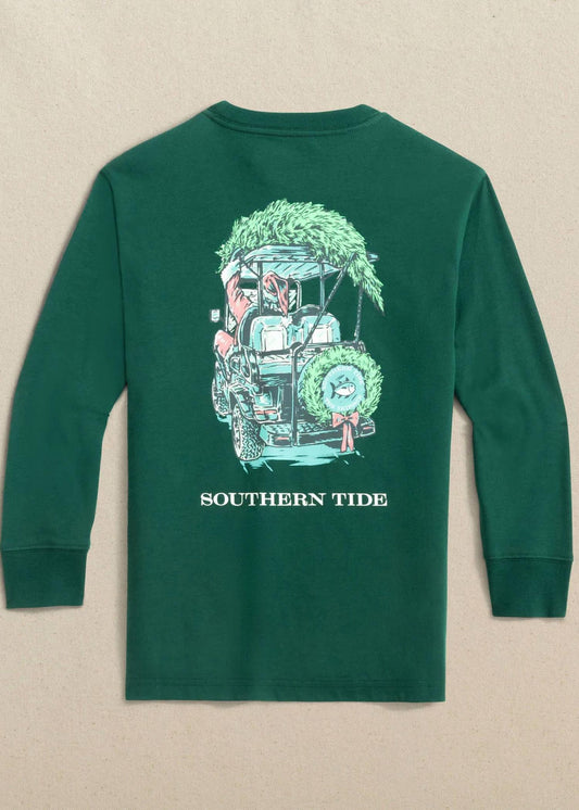 Southern Tide - Boys' Santa Club Car Long Sleeve T-shirt