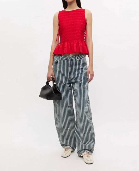 Ganni - Cotton Smock Tie Top