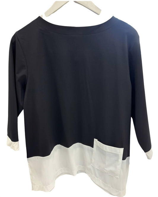 Terra - Women's Modern Contrast-hem Pocket Top