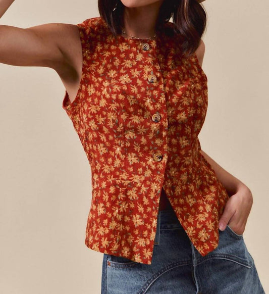 So Me - Floral Button Down Vest