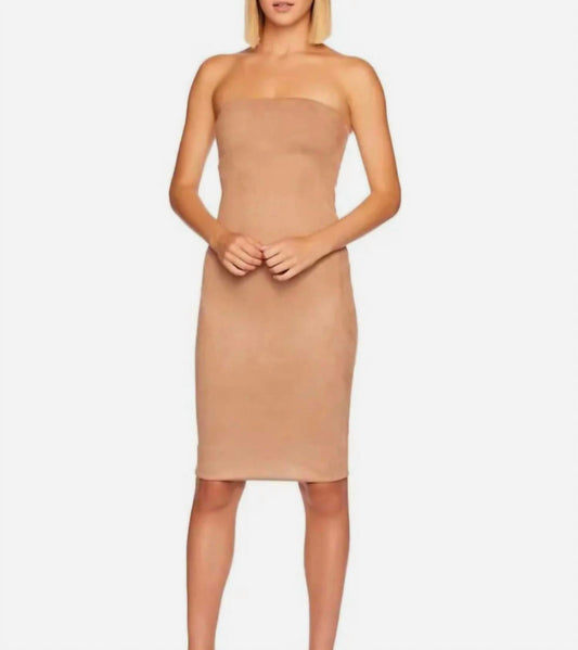 Susana Monaco - Faux Suede Tube Strapless Midi Dress