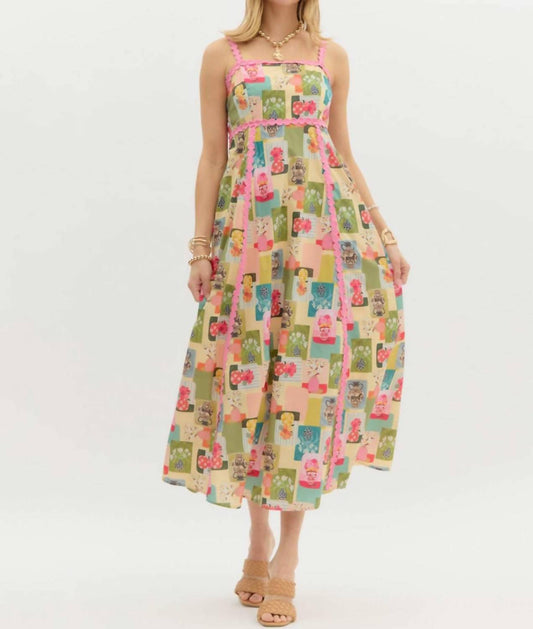 Entro - Italian Vase Print Midi Dress