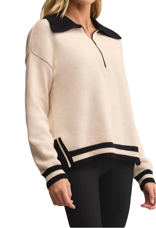 Z Supply - Contrast Collar Half-zip Sweater
