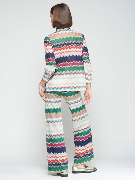 Vilagallo - Venus Herringbone Lurex Jaquard Trouser