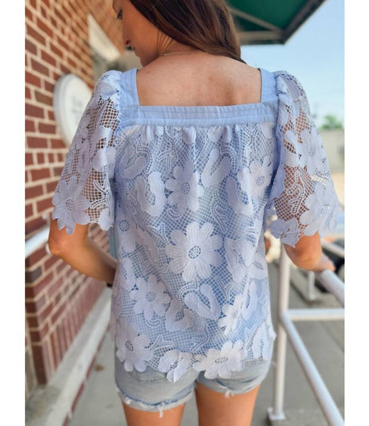 Jodifl - Floral Crochet Squared Neck Top