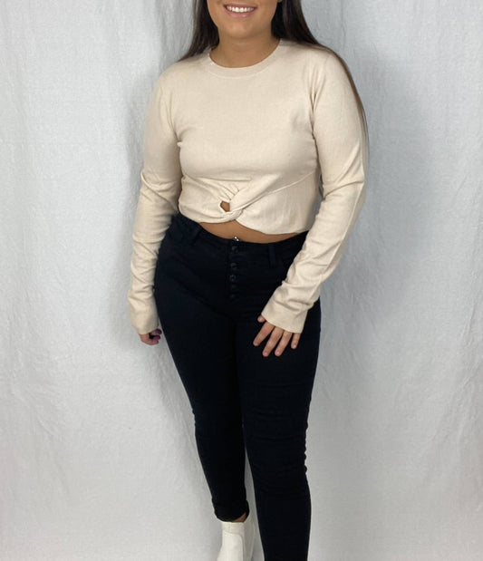 Papermoon - Long Sleeve Twist Crop Top
