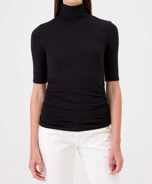 Goldie - Half Sleeve Turtleneck Top With Ruching