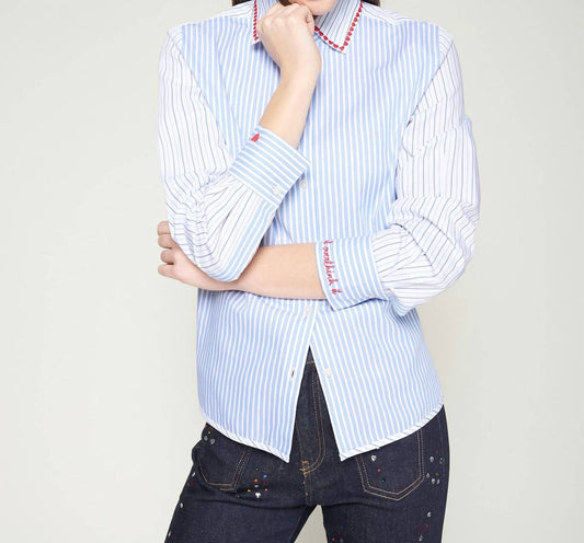 Vilagallo - Striped Heart Trim Shirt - Plus