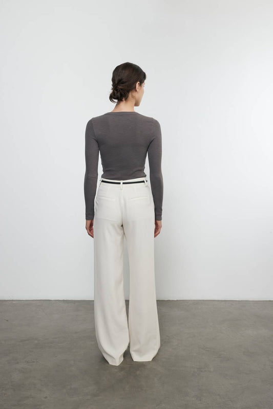 Enza Costa - TEXTURED RIB LONG SLEEVES CREWNECK TOP