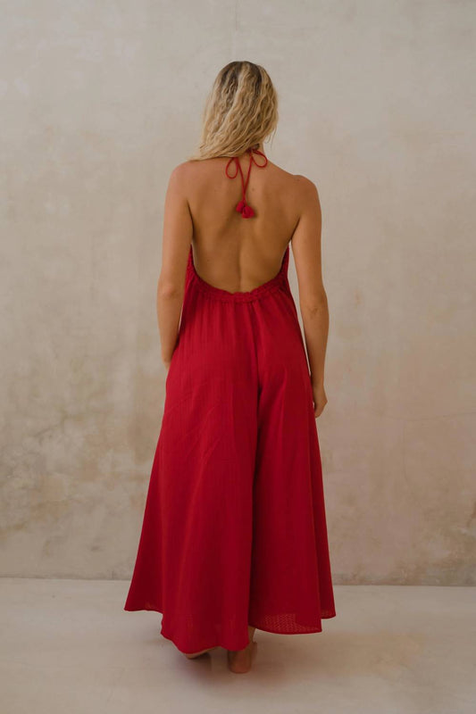 Erica Wilson - Halter Gathered Scoop Neck Jumpsuit