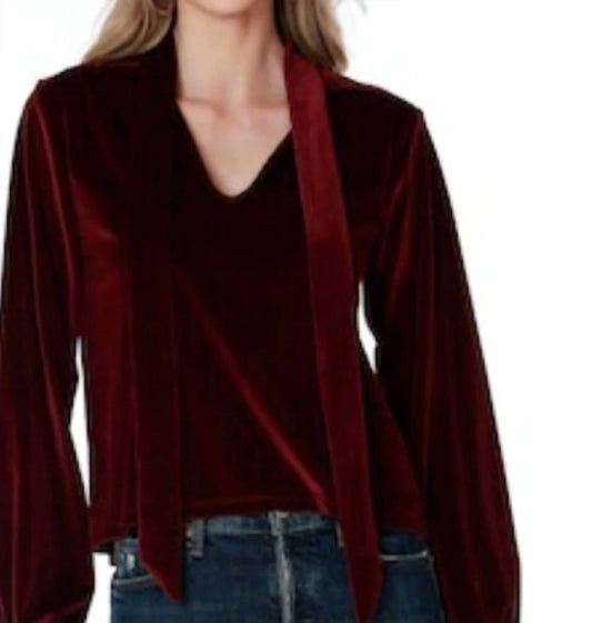 Bobi - Velvet High Neck Tie Boho Shirt