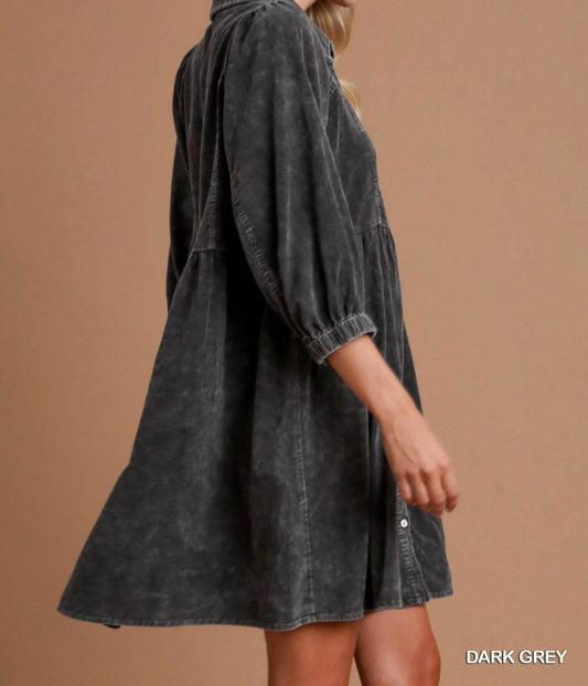 Umgee - Corduroy Mineral Wash Mini Dress