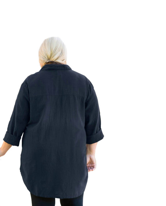 On The Plus Side - Long Sleeve Collar Button Up Shirt - Plus Size