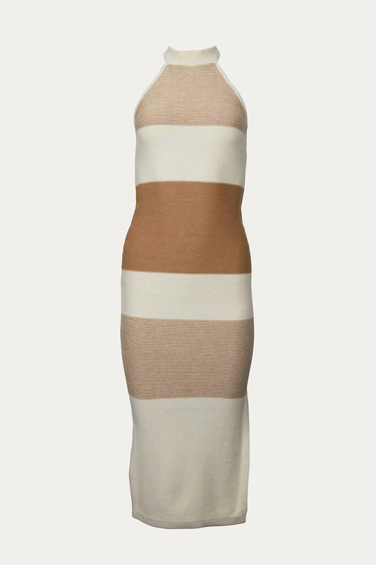BRIZO KNITTED HALTERNECK MIDI DRESS
