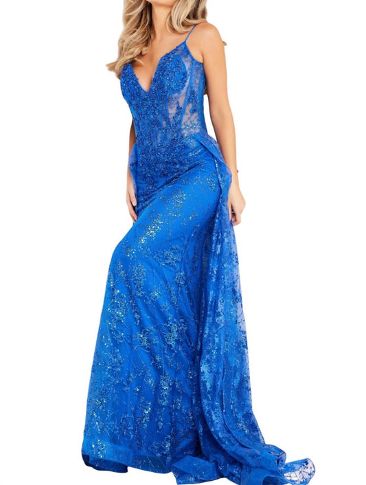 Jovani - AMYTHYST EMBELLISHED CORSET BODICE DRESS