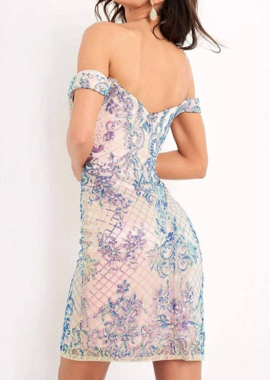 Jovani - Off Shoulder Cocktail Dress