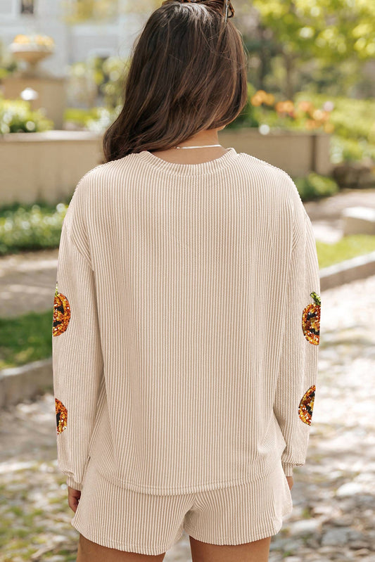 Little Daisy Closet - Sequin Pumpkin Corded Two-piece Set