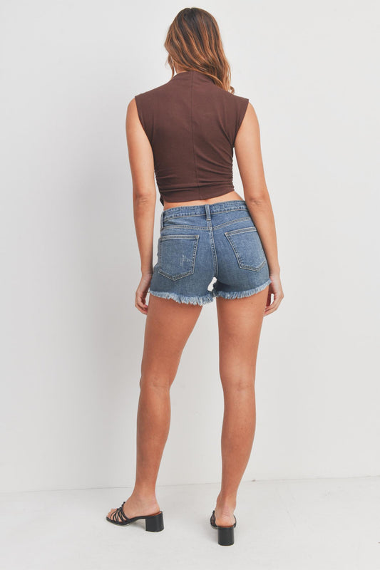 Just Black Denim - Mid Rise Distressed Short