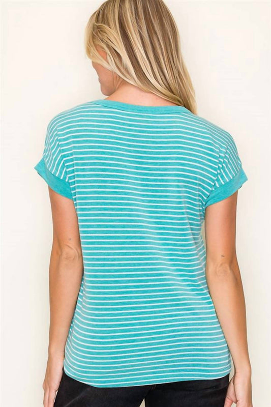 Staccato - Striped Crew Neck Short Sleeve Terry Top