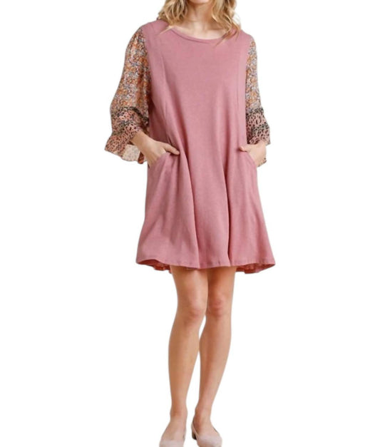 Umgee - Mixed Print Bell Sleeve Dress