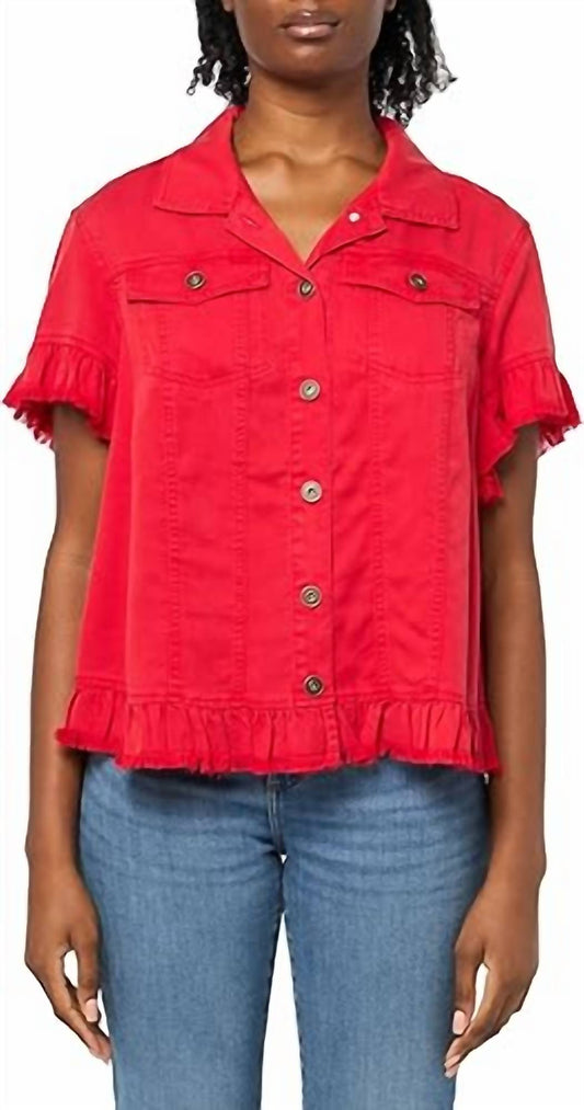 Multiples - Short Sleeve Two Pocket Jacket Top