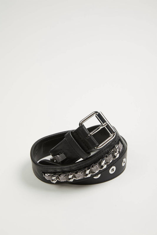 LEATHER BELT WITH CHAIN