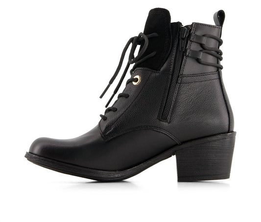 Andrea - Women's Leather Lace Up Ankle Booties