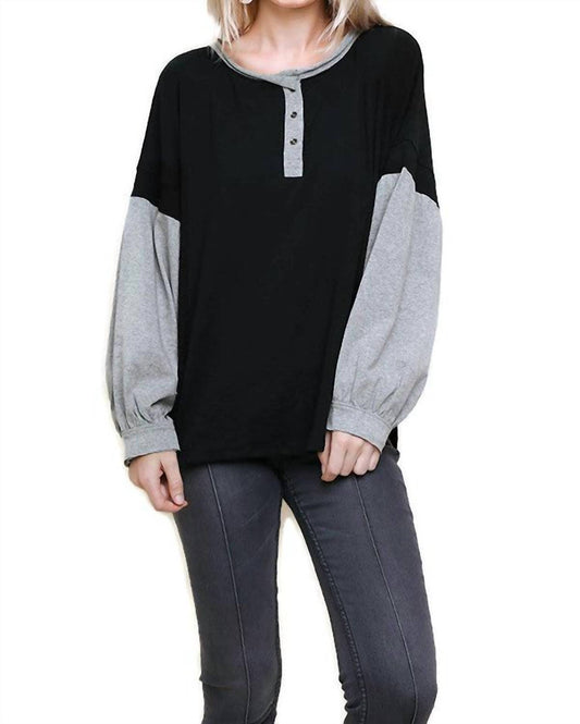 Umgee - Henley Color Block Top