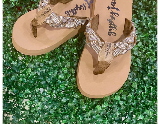 Gypsy Jazz - Women's Rhinestone Braided Flip-flop Sandals