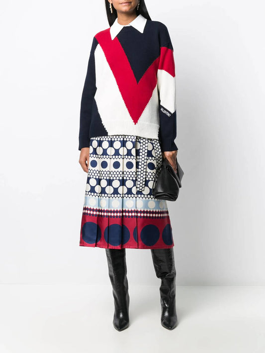 Valentino - Stripe And Dot Skirt