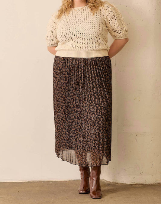 Polagram - Floral Print Pleated Skirt -PLUS