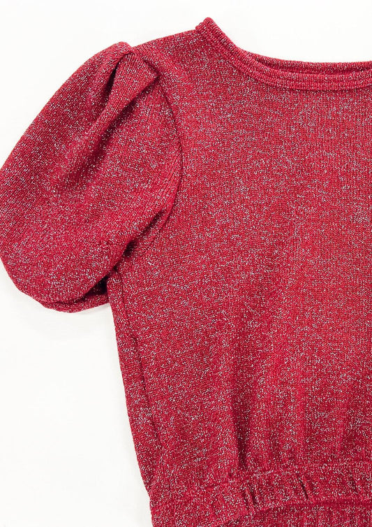 T2Love - Girl's Sparkle Puff Sleeve Top