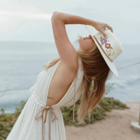 Freya - Floral Poppy Cross-stitch Hat