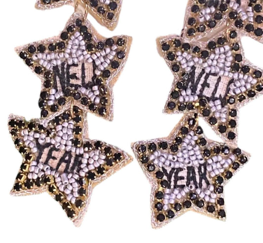 Sophia Collection - Women's Triple Star Happy New Year Drop Earrings