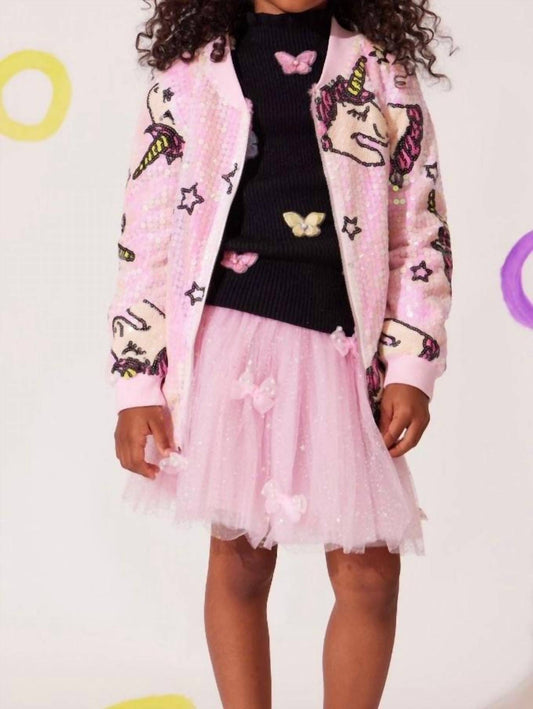 Lola + The Boys - Girls Unicorn Lovers Sequin Bomber Jacket