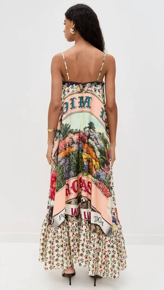 Camilla - Aromatic Amor Strapless Maxi Dress with Ruffle Hem