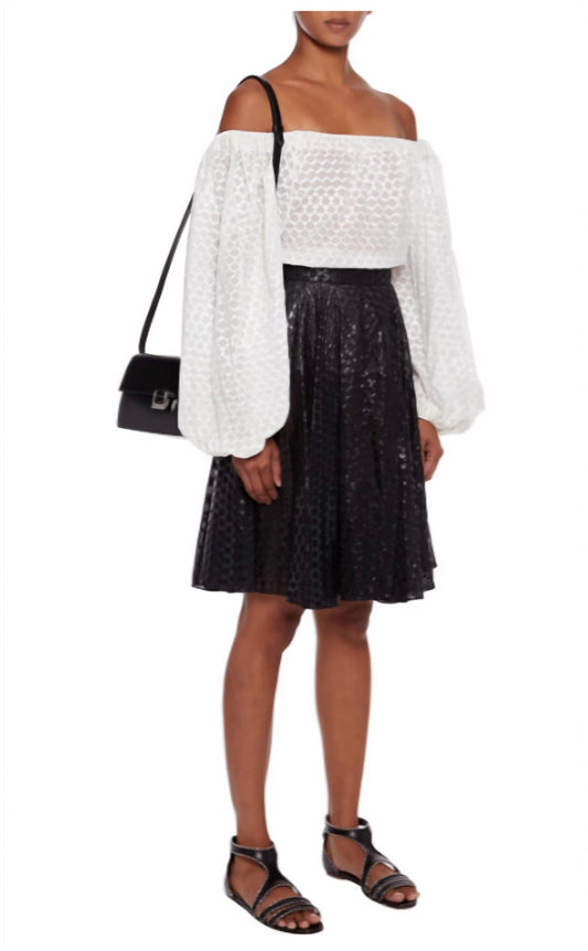 Alaia - Gathered Metallic Printed Cotton-voile Skirt