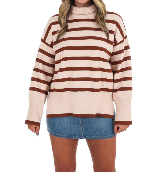 Mello - Storied Stripe Oversized Turtleneck Sweater