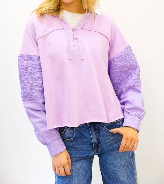 Karlie - Solid V Neck Knit Novelty Sweatshirt