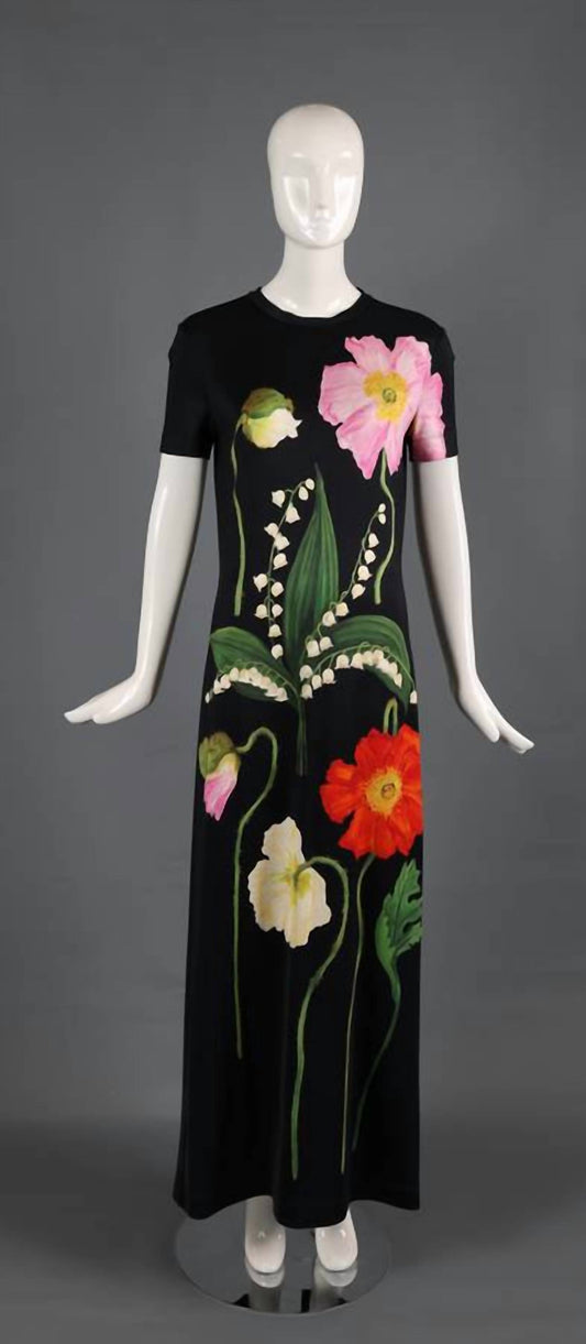 Oscar De La Renta - Women's Statement Floral Jersey Maxi Dress