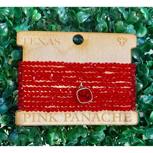 Pink Panache - Women's Faceted Crystal Ten Strand Beaded Bracelet Set